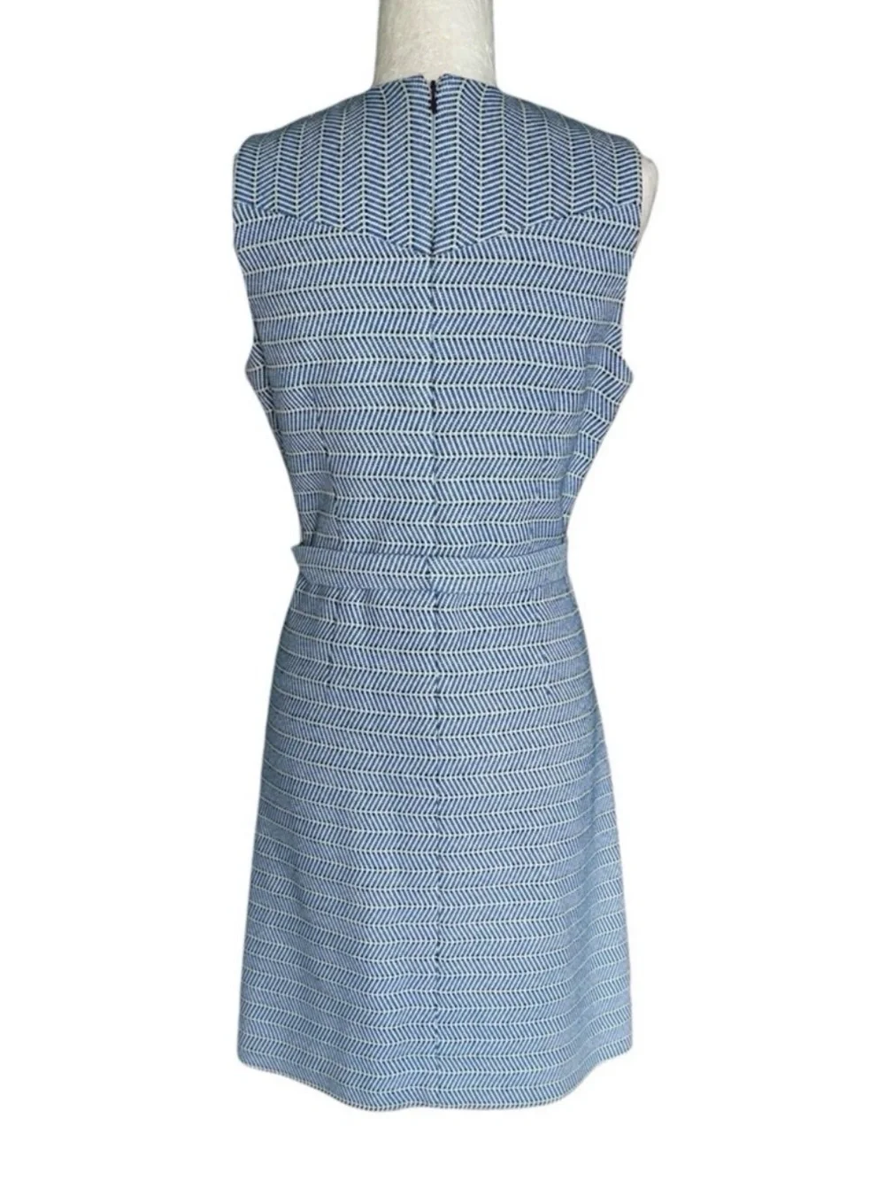 J. Crew Light Blue Sleeveless Belted Shift Dress
